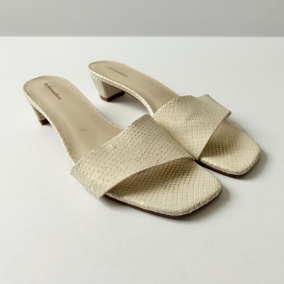 Reformation Christina Slide Sandal in Almond Snake Emboss Size 7 - Picture 1 of 8